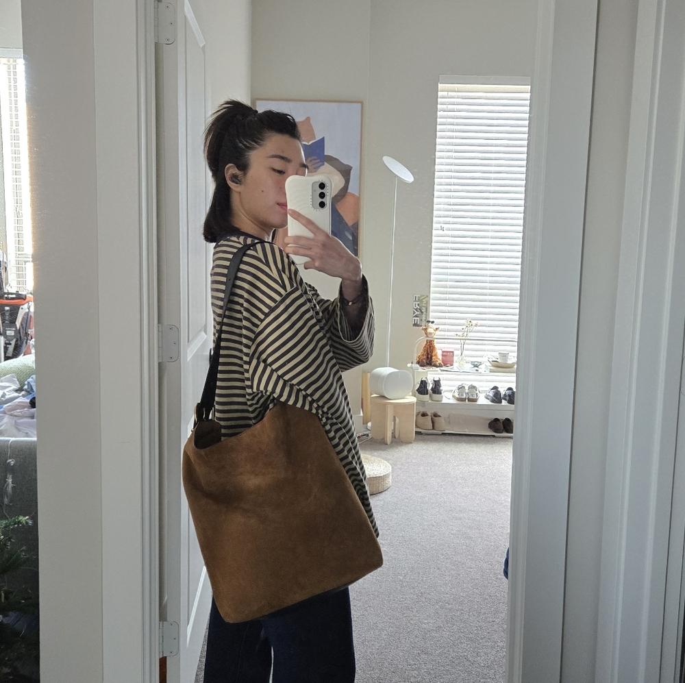 Brown Suede Shoulder Bag XL